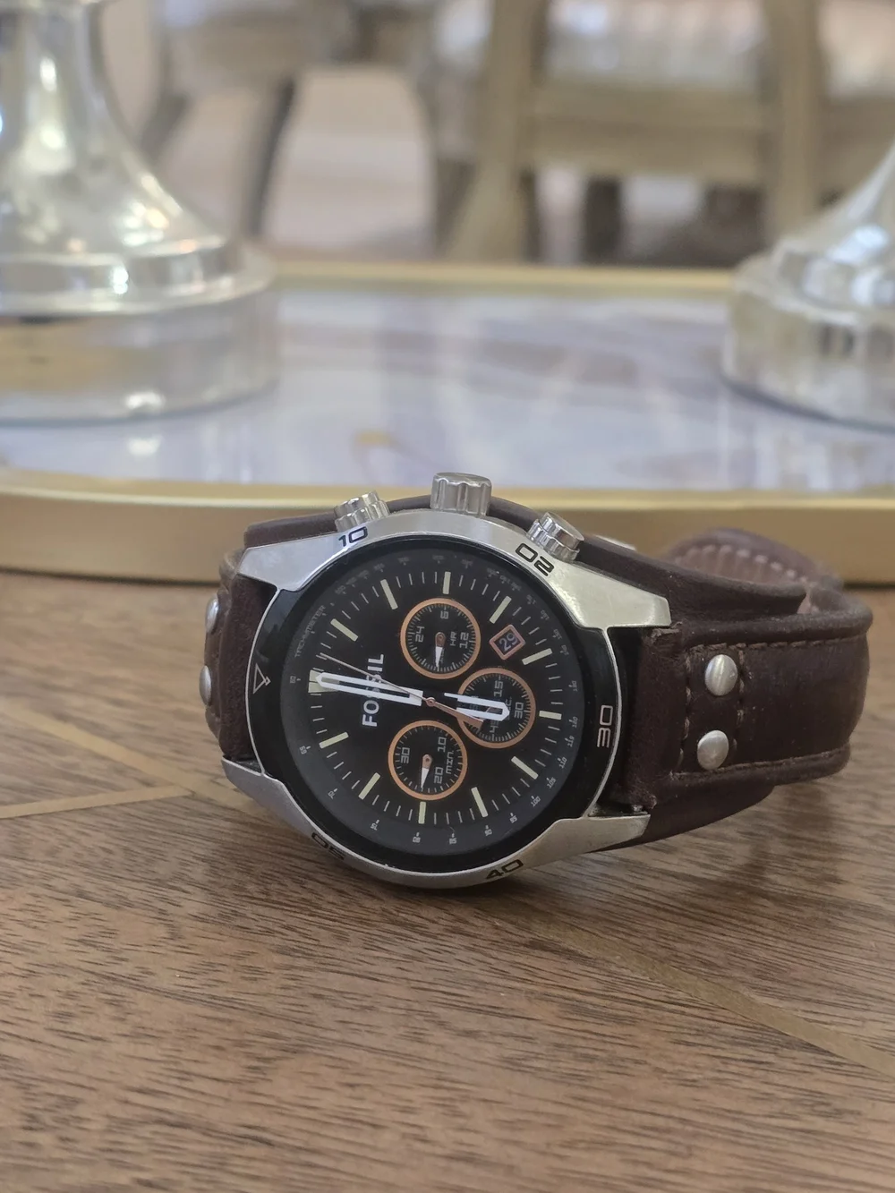 Fossil Men's Brown Leather Chronograph Watch